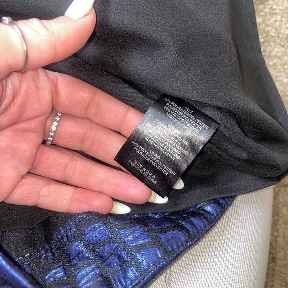 Tibi Quilted Lurex Jacquard Dress blue black SIze 2 Navy blue/black mermaid - Picture 7 of 12